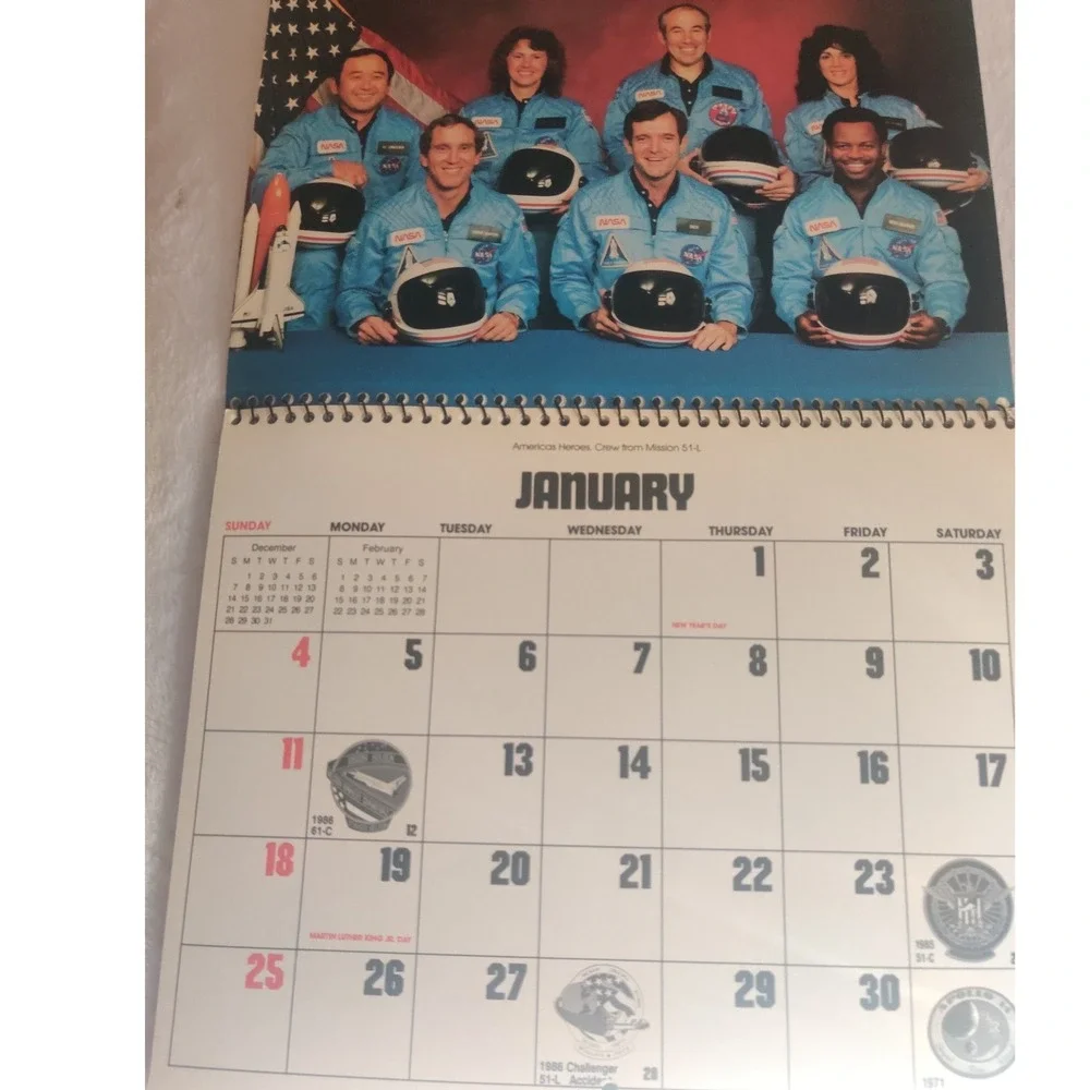 Collector's Vintage 1987 NASA Space Shuttle Calendar Challenger Crew Tribute